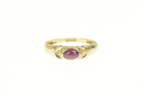 14K Natural Ruby Cabochon Diamond Accent Ring Yellow Gold