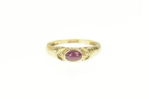 14K Natural Ruby Cabochon Diamond Accent Ring Yellow Gold