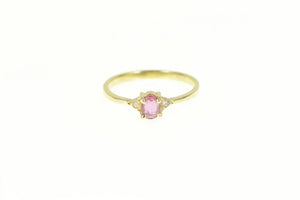 14K Oval Ruby Diamond Accent Classic Statement Ring Yellow Gold