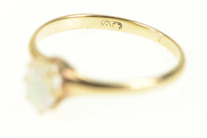 14K Oval Natural Opal Classic Cabochon Statement Ring Yellow Gold