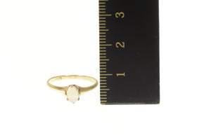 14K Oval Natural Opal Classic Cabochon Statement Ring Yellow Gold