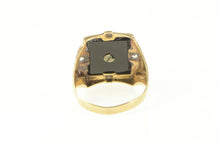 Load image into Gallery viewer, 10K 1930&#39;s G Monogram Black Onyx CZ Statement Ring Yellow Gold