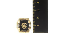 Load image into Gallery viewer, 10K 1930&#39;s G Monogram Black Onyx CZ Statement Ring Yellow Gold