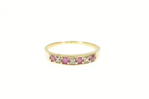 10K Ruby Diamond Accent Classic Stackable Band Ring Yellow Gold