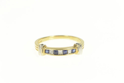 14K Sapphire Diamond Classic Stackable Wedding Ring Yellow Gold