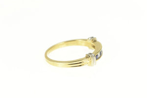 14K Sapphire Diamond Classic Stackable Wedding Ring Yellow Gold