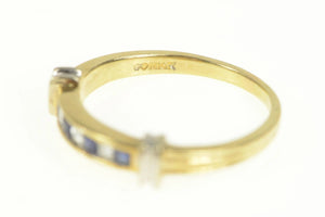 14K Sapphire Diamond Classic Stackable Wedding Ring Yellow Gold