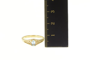 14K Blue Topaz Scroll Filigree December Birthstone Ring Yellow Gold