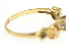 Load image into Gallery viewer, 10K Amethyst Bow Ribbon Promise Forget Me Not Ring Yellow Gold
