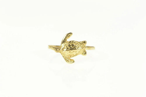 14K Sea Turtle Tortoise Animal Statement Ring Yellow Gold