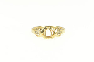 14K Classic Diamond Oval Engagement Setting Ring Yellow Gold