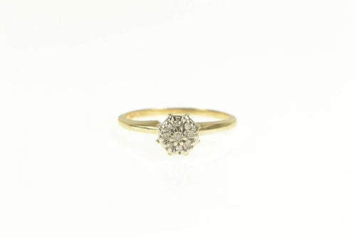 14K Retro Diamond Round Cluster Engagement Ring Yellow Gold