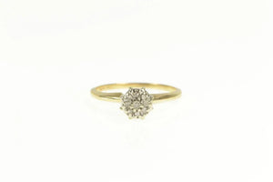 14K Retro Diamond Round Cluster Engagement Ring Yellow Gold