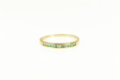 14K Emerald Diamond Classic Wedding Band Ring Yellow Gold