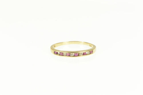 14K Ruby Diamond Classic Wedding Band Ring Yellow Gold