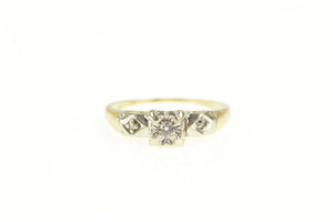 14K 1950's Classic Diamond Three Stone Engagement Ring Yellow Gold