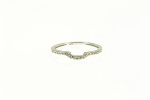 10K Curved Contour Diamond Wedding Band Ring White Gold