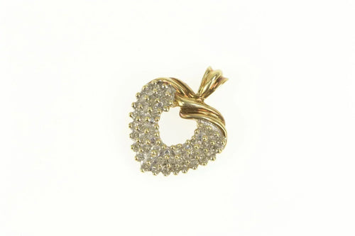 10K 0.22 Ctw Pave Diamond Encrusted Heart Love Pendant Yellow Gold