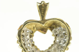 10K 0.22 Ctw Pave Diamond Encrusted Heart Love Pendant Yellow Gold