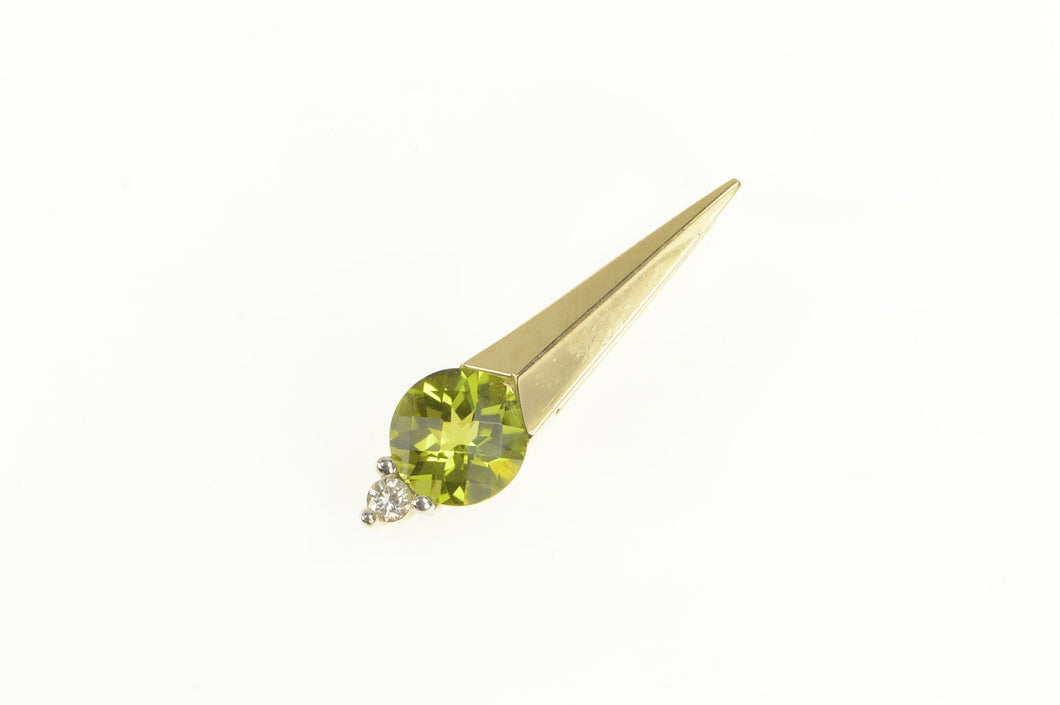 14K 2.06 Ctw Peridot Diamond Accent Drop Pendant Yellow Gold