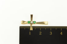 Load image into Gallery viewer, 14K Classic Diamond Emerald Christian Faith Cross Pendant Yellow Gold