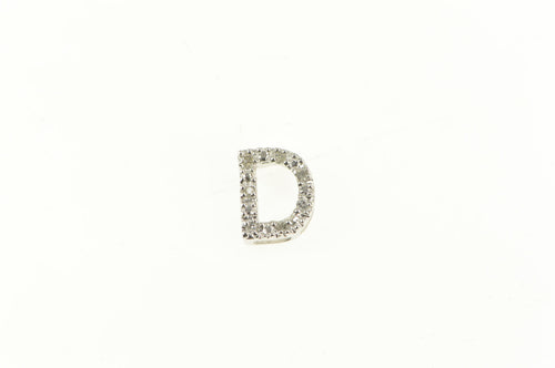 10K Diamond D Letter Name Initial Monogram Pendant White Gold