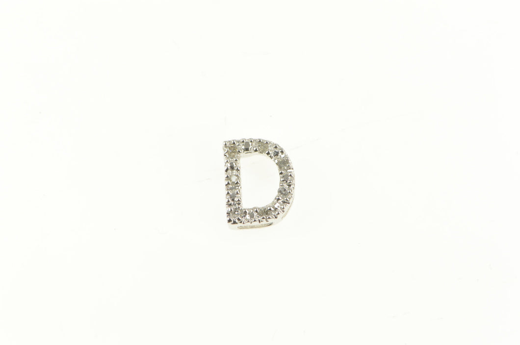10K Diamond D Letter Name Initial Monogram Pendant White Gold