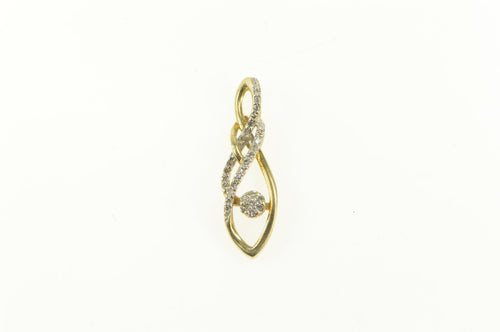 10K Diamond Twist Loop Journey Statement Pendant Yellow Gold