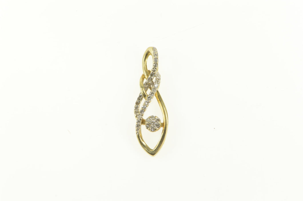 10K Diamond Twist Loop Journey Statement Pendant Yellow Gold