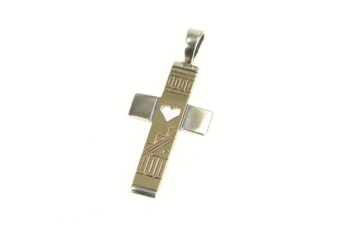 Sterling Silver Carolyn Pollack Relios Two Tone 14k Cross Pendant