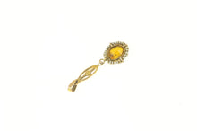 Load image into Gallery viewer, 14K Victorian Oval Citrine Seed Pearl Ornate Drop Pendant Yellow Gold