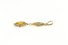 Load image into Gallery viewer, 14K Victorian Oval Citrine Seed Pearl Ornate Drop Pendant Yellow Gold