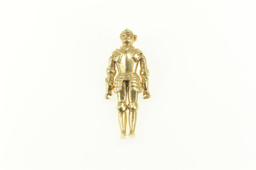 14K Articulated 3D Knight in Shining Armor Charm/Pendant Yellow Gold