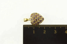 Load image into Gallery viewer, 18K Ruby Encrusted Puffy Domed Heart Love Charm/Pendant Yellow Gold