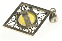 Load image into Gallery viewer, 14K Oval Natural Opal Squared Filigree Statement Pendant White Gold