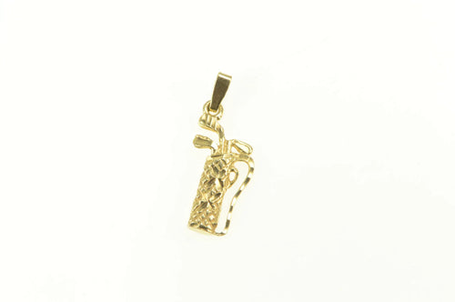 14K 3D Diamond Cut Golf Club Bag Golfer Charm/Pendant Yellow Gold