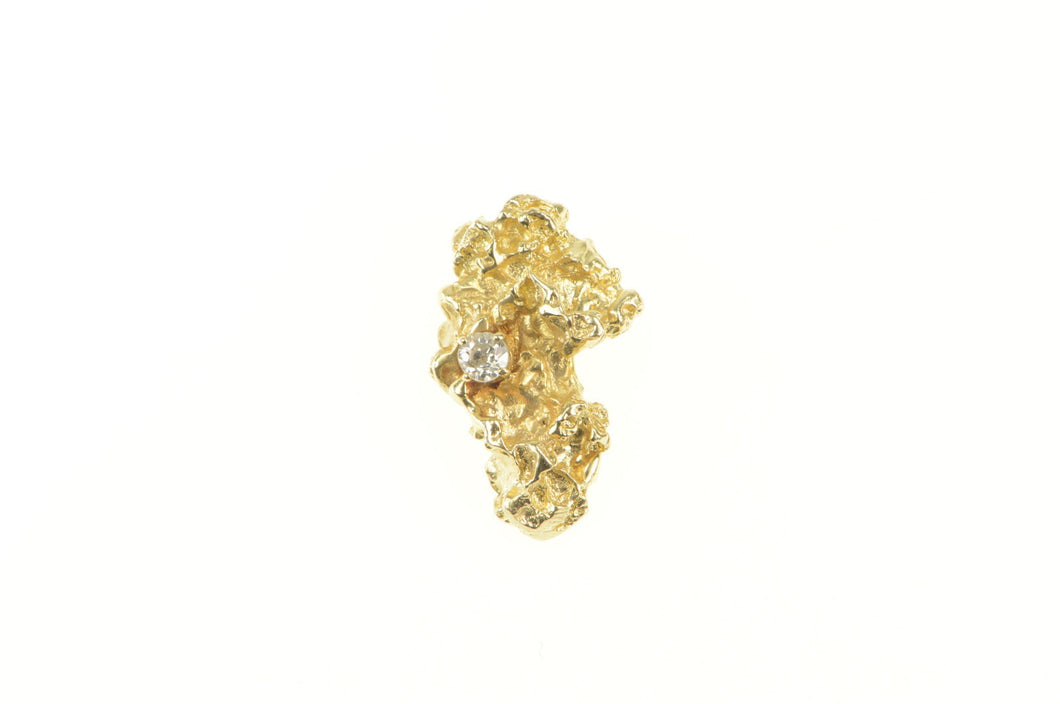 14K Diamond Raw Cluster Nugget Statement Pendant Yellow Gold
