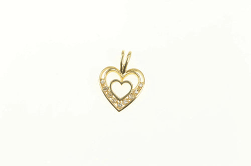 14K Diamond Heart Love Symbol Classic Pendant Yellow Gold