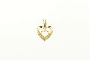 14K Diamond Heart Love Symbol Classic Pendant Yellow Gold