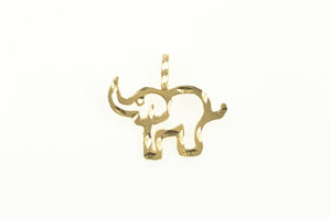 14K Diamond Cut Elephant African Animal Pendant Yellow Gold
