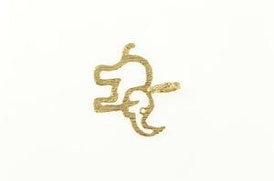 14K Diamond Cut Elephant African Animal Pendant Yellow Gold