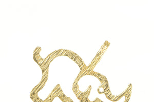 14K Diamond Cut Elephant African Animal Pendant Yellow Gold