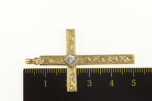 Load image into Gallery viewer, 14K Art Deco Diamond Scroll Engraved Cross Pendant Yellow Gold
