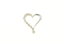Load image into Gallery viewer, 10K Graduated Diamond Wavy Curvy Heart Love Pendant White Gold