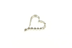 10K Graduated Diamond Wavy Curvy Heart Love Pendant White Gold