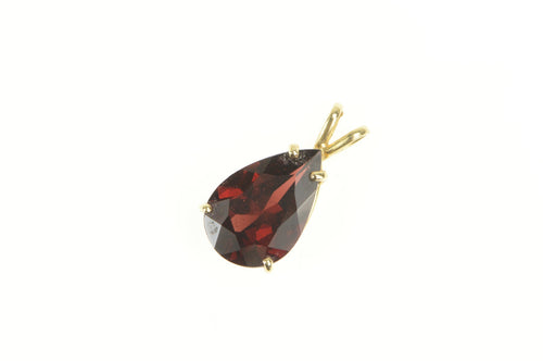 14K Garnet Pear Classic January Birthstone Pendant Yellow Gold