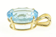 Load image into Gallery viewer, 14K Blue Topaz Oval Solitaire December Birthstone Pendant Yellow Gold