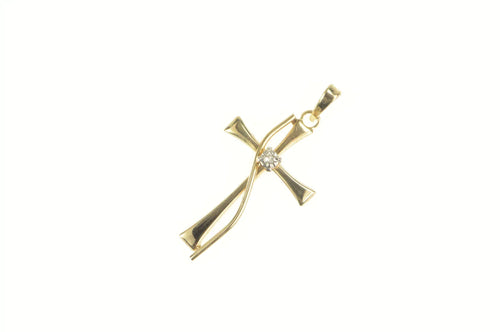 10K Diamond Classic Christian Faith Symbol Pendant Yellow Gold