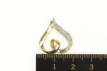 Load image into Gallery viewer, 10K Classic Diamond Wavy Curvy Heart Love Pendant Yellow Gold