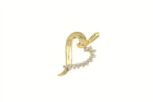 10K Diamond Classic Wavy Heart Love Symbol Pendant Yellow Gold